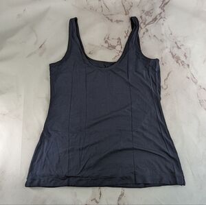 ADAY Top Womens Medium Blue Not So Basic Tank Shirt Navy Modal Scoop Neck